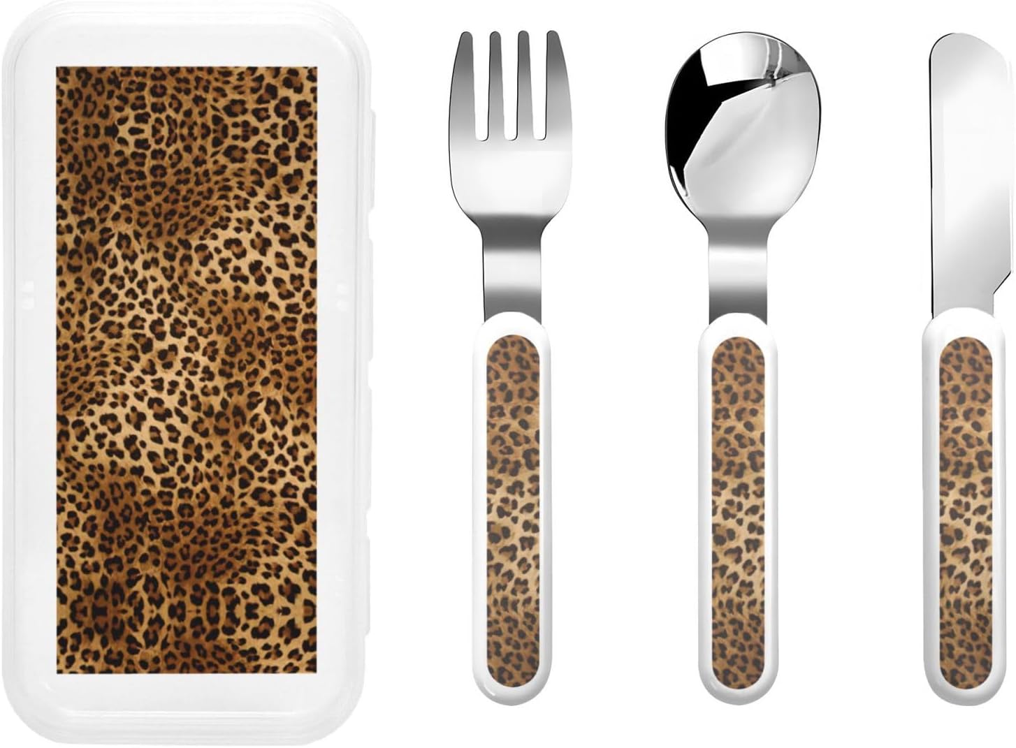 Cute Leopard Print Utensils Set with Travel Case