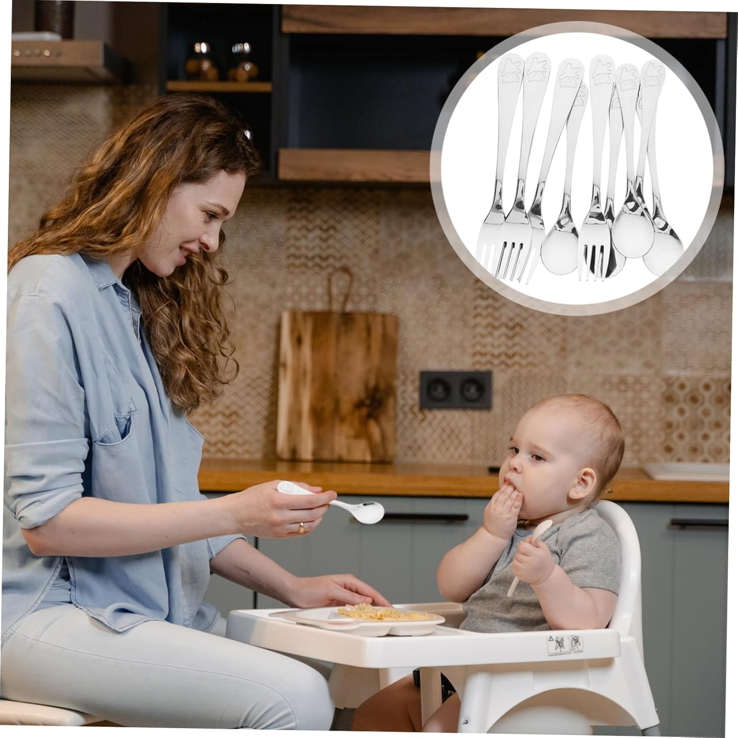 FUNOMOCYA Bear Pattern Utensil Set for Easy Feeding