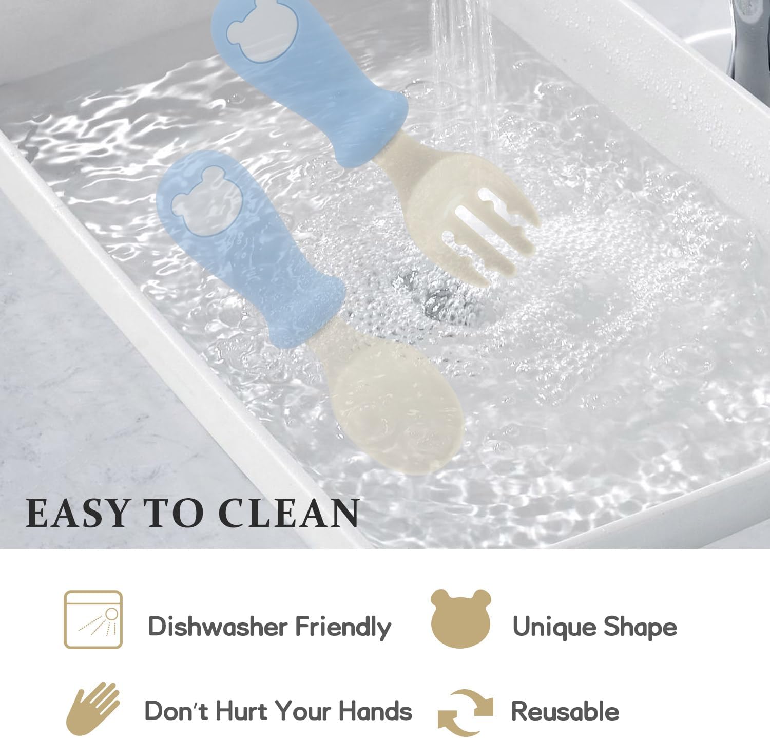 6Pcs Toddler Utensils - Stainless Steel with Soft Silicone Handles 1