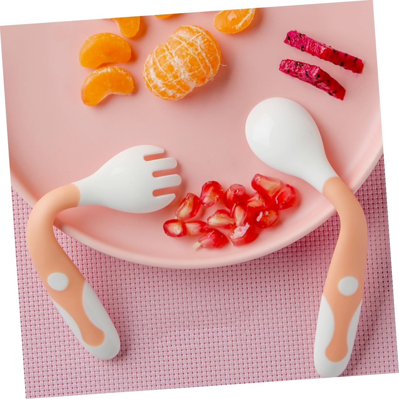 ORFOFE 4 Pcs Bending Fork Spoon Set for Safe Feeding 1