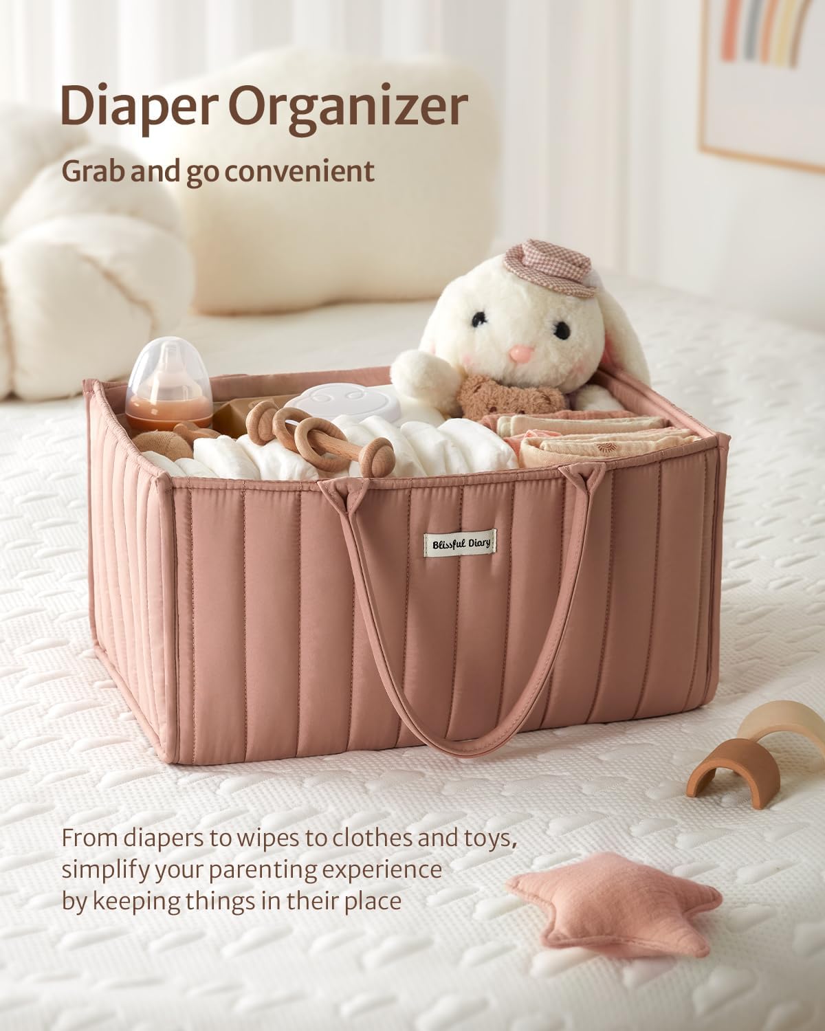 Blissful Diary Pink Diaper Caddy Organizer