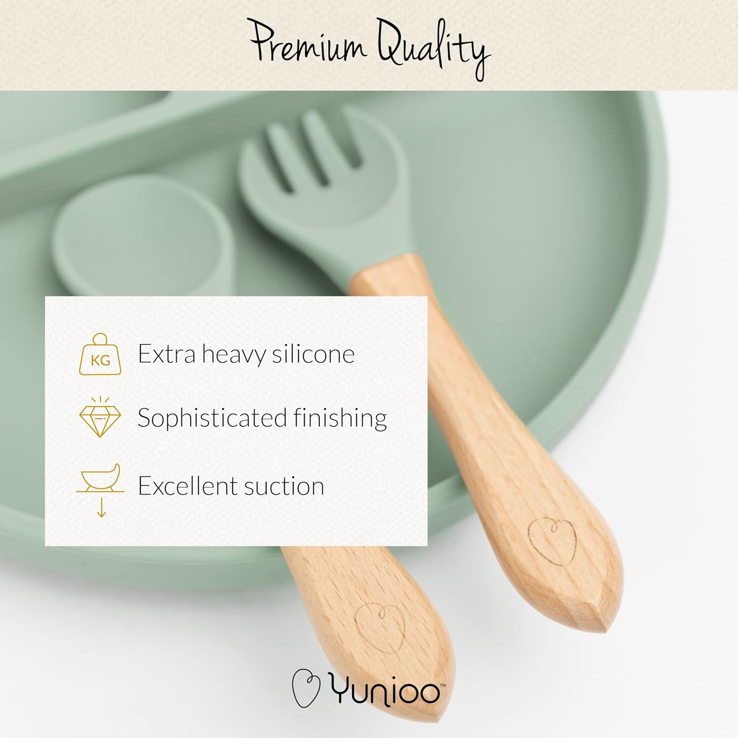 Yunioo Extra Heavy Silicone Feeding Set - 9 Piece Green