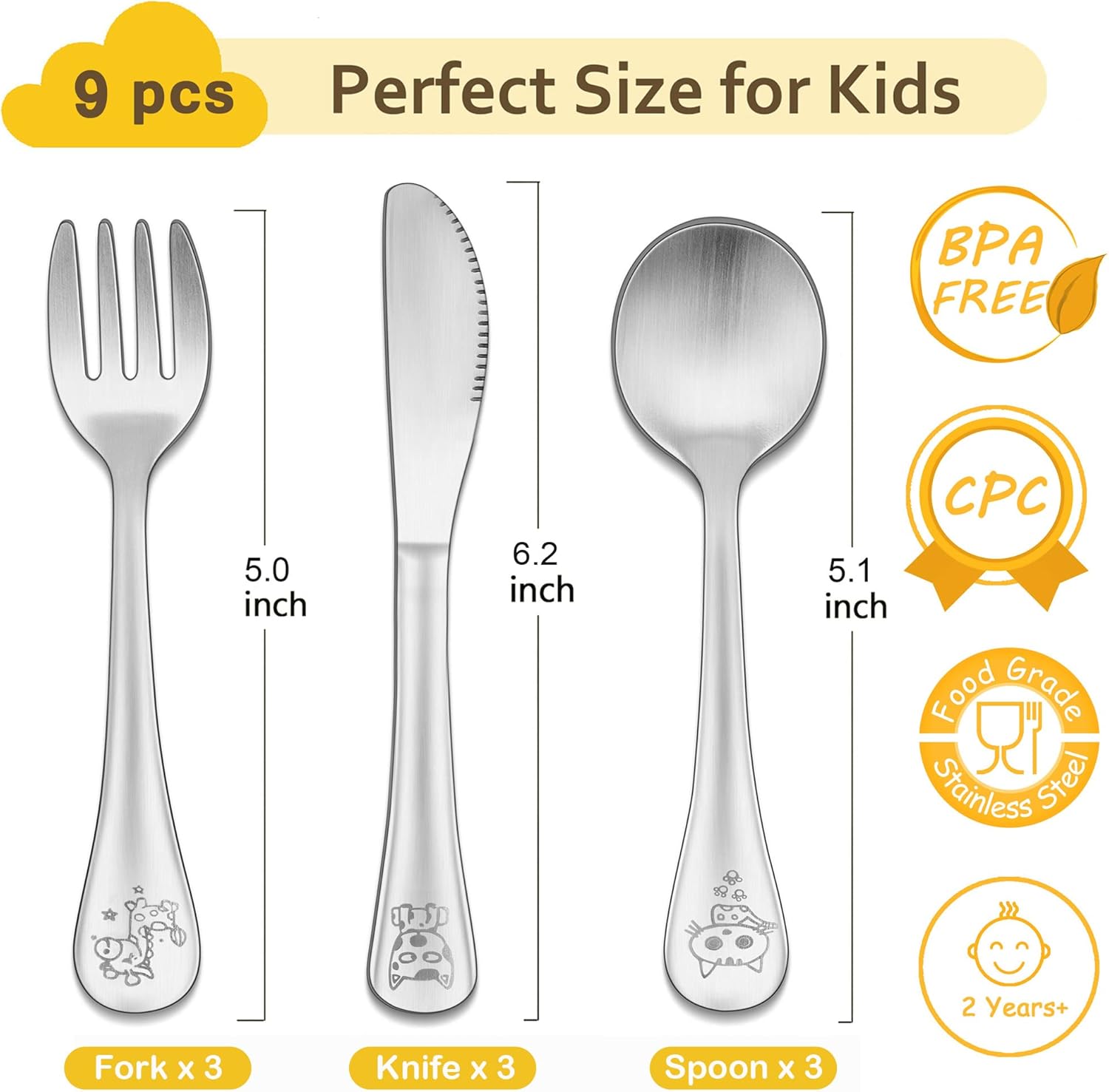 LIANYU 9-Piece Toddler Utensils Set Dishwasher Safe