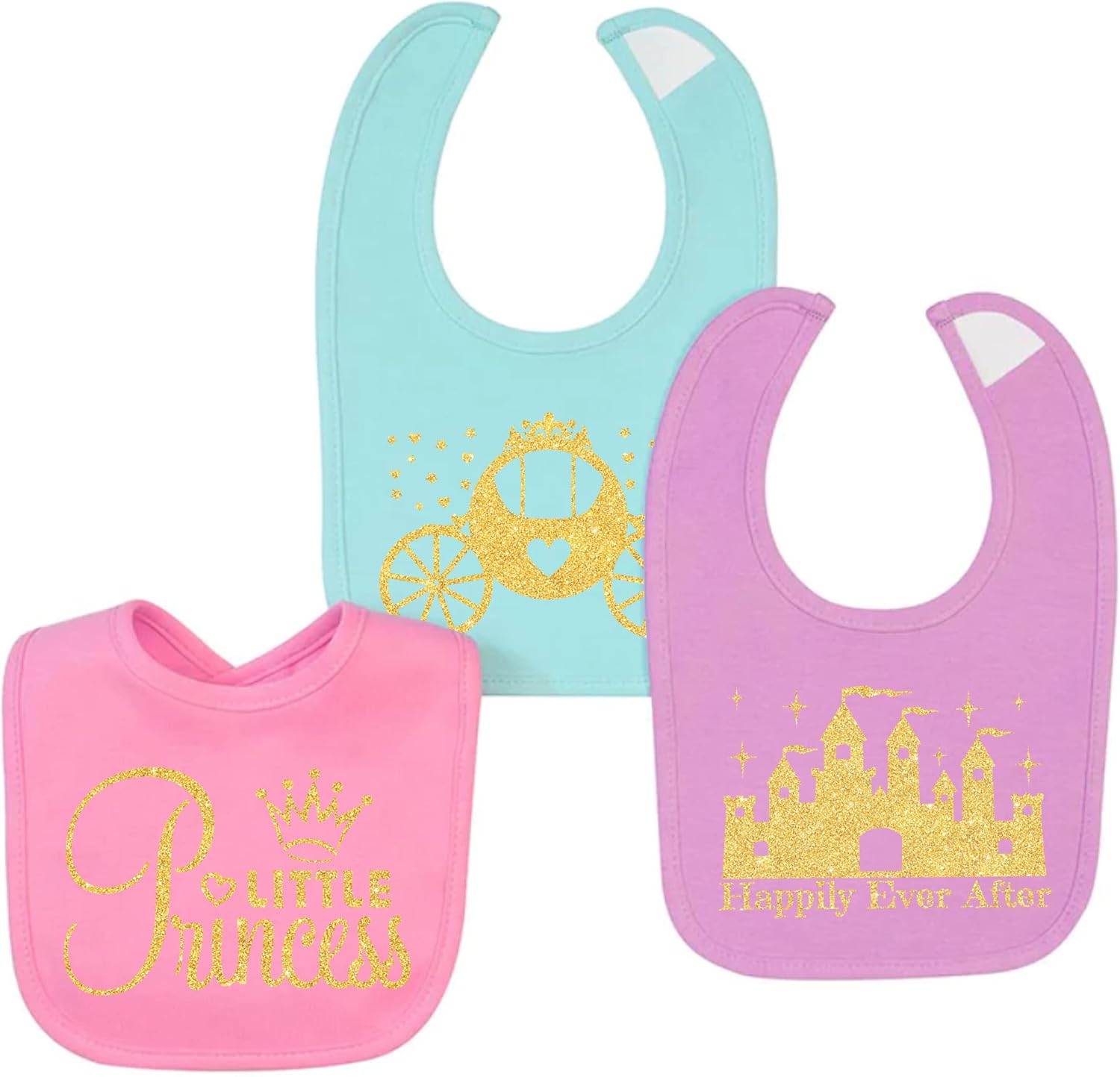 Aidens Corner Gold Princess Castle Bibs 3 Pack