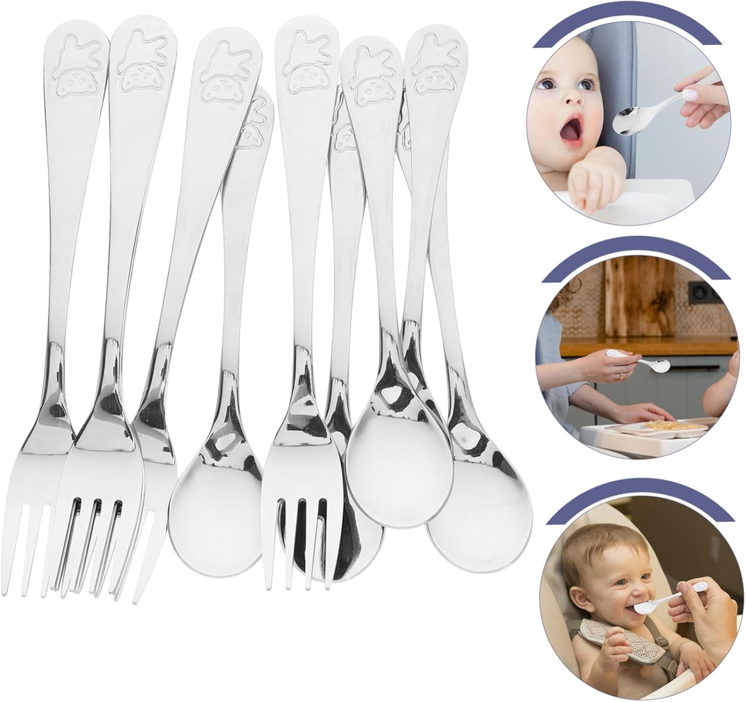 PLAFOPE Baby Utensil Set with Bear Design Handles