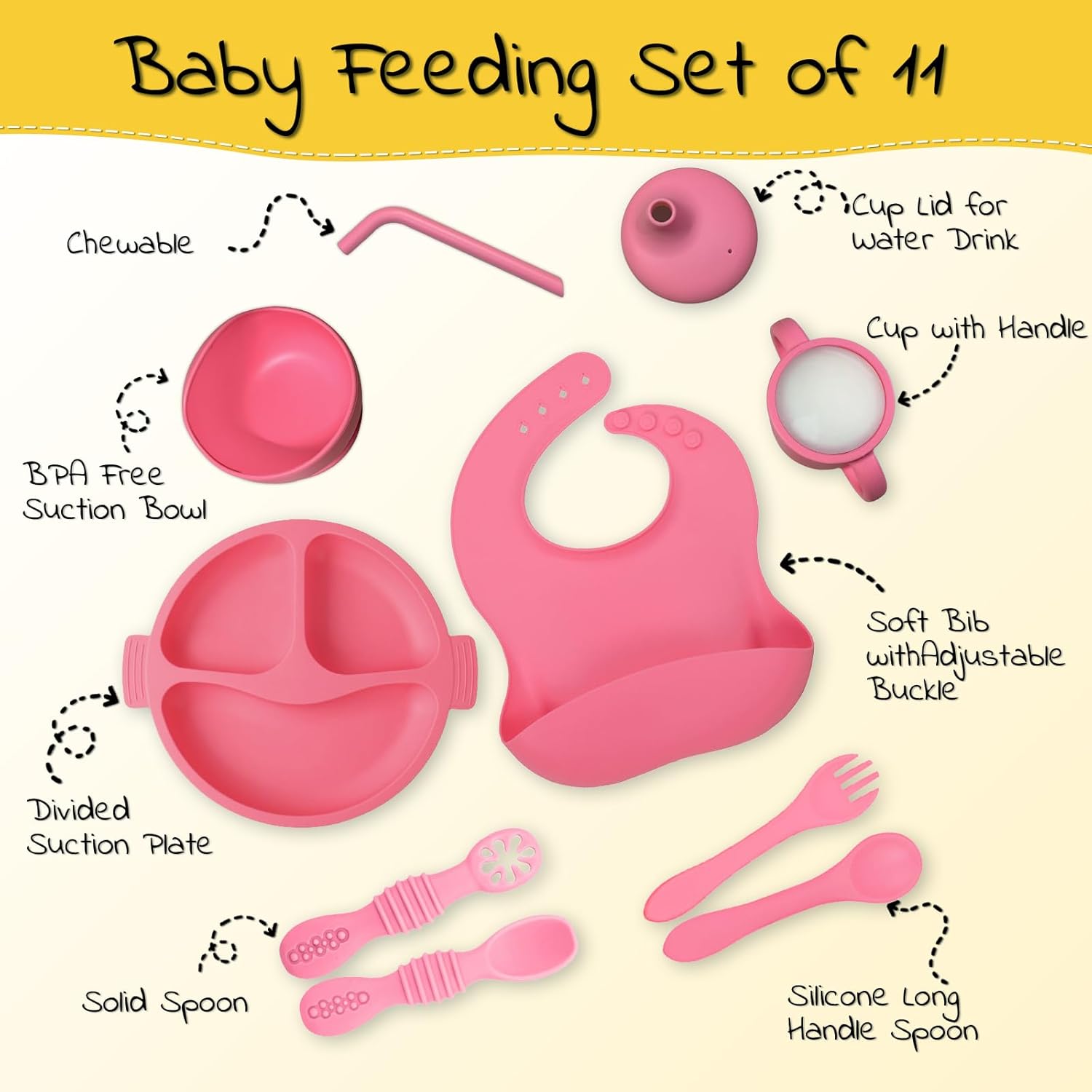 Aainbeots Silicone Baby Feeding Set 10 Pcs for 6 Months