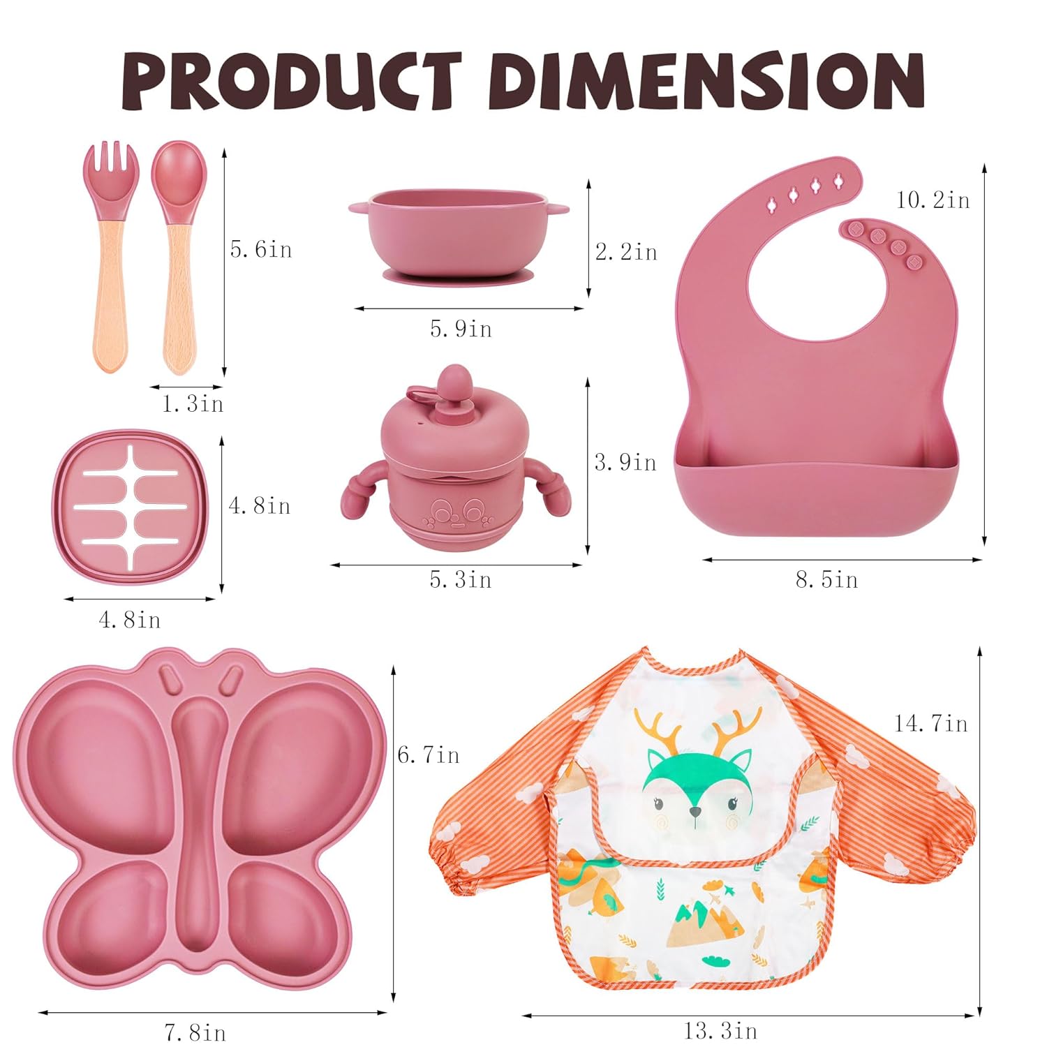MIICASA Silicone Baby Feeding Set Pink 1