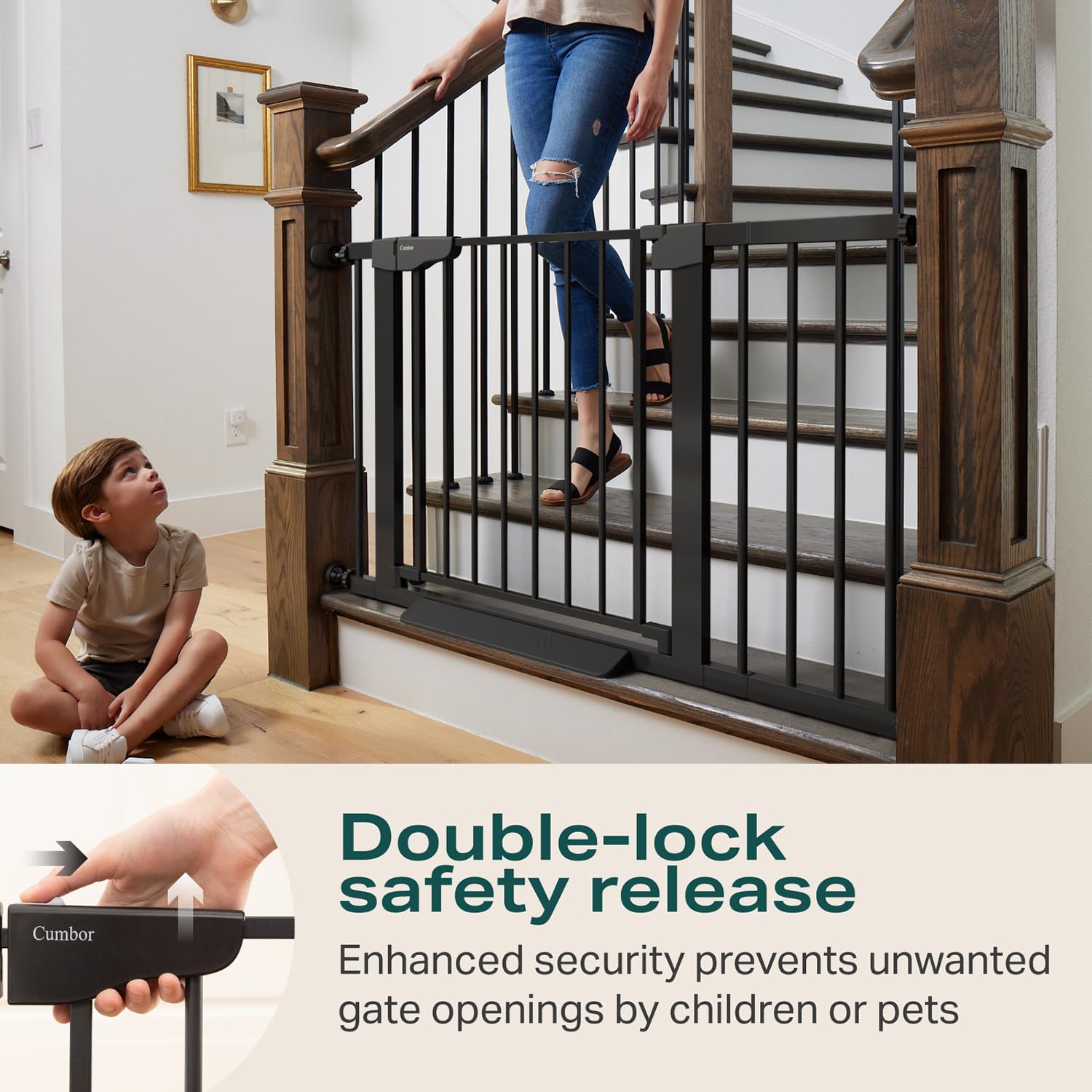 Cumbor 297-46 Black Baby Gate for Stairs
