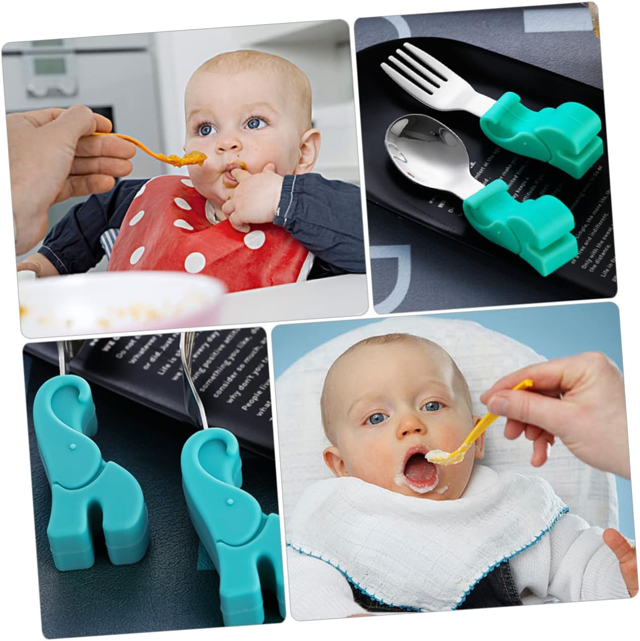 RORPOIR Baby Spoon and Fork Set with Elephant Storage Case