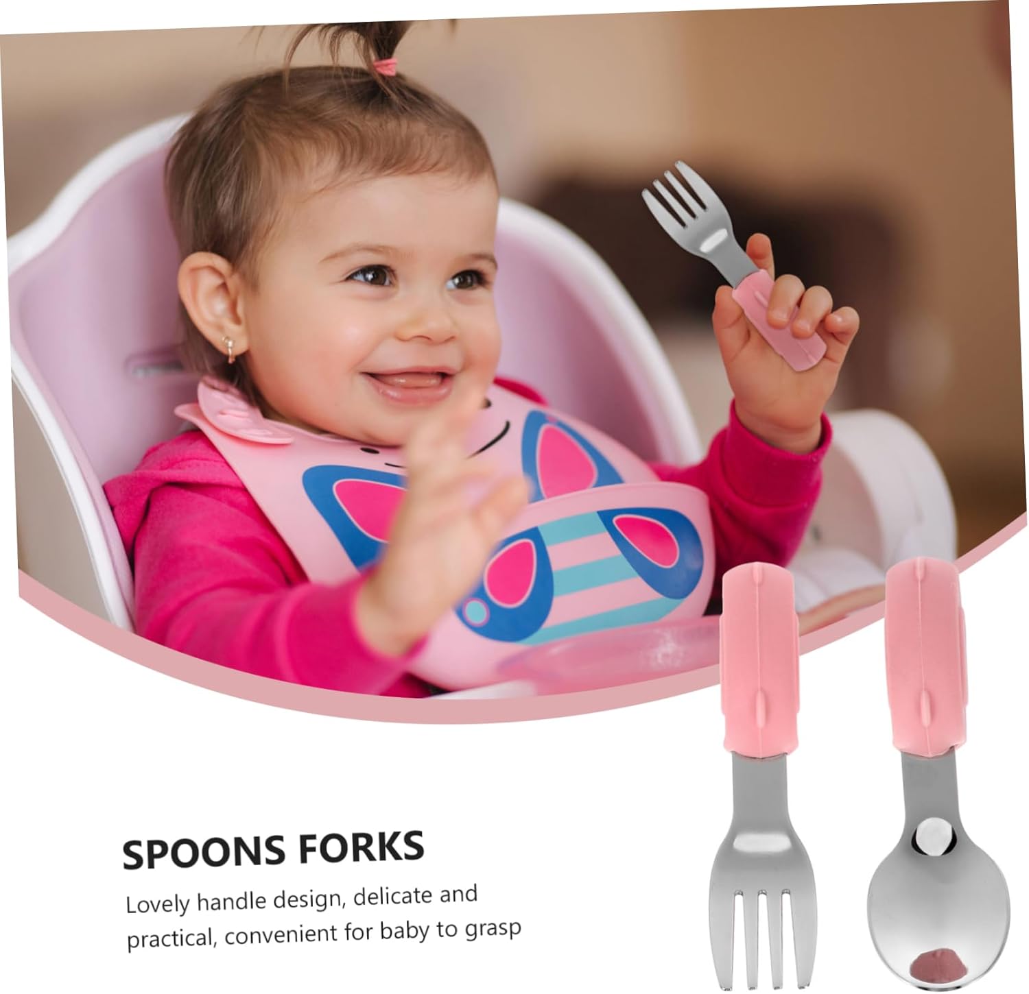 VICASKY 2pcs Pig Design Stainless Steel Utensils Set 1