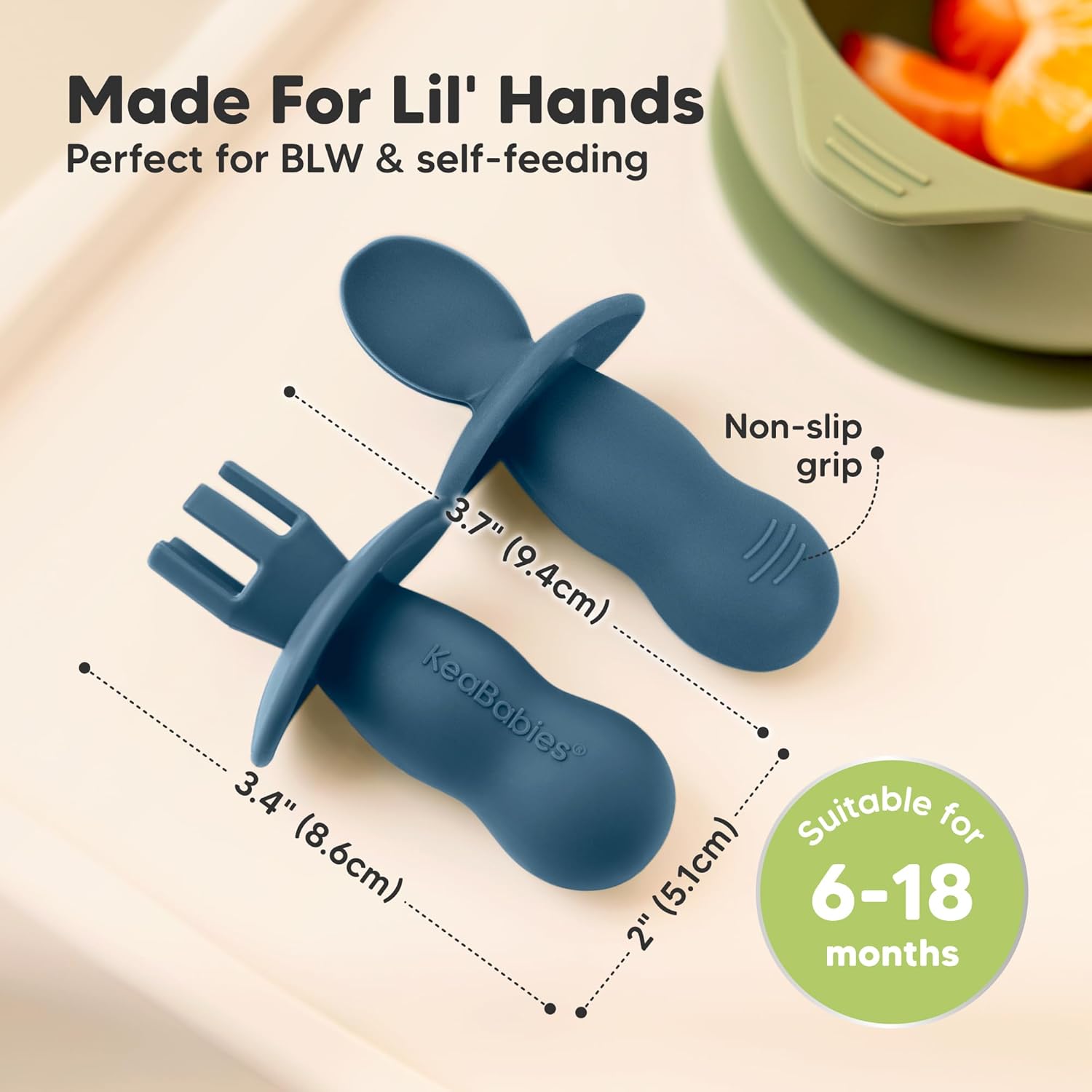 KeaBabies 4-Pack Silicone Feeding Set 12-Pack Food Storage Containers