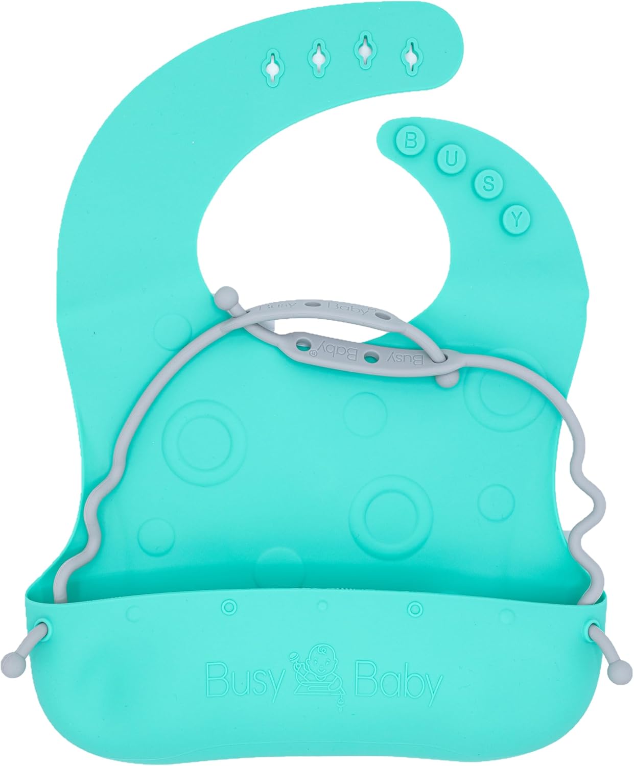 Busy Baby Bungee Bib Adjustable Silicone Bib with Tether Pocket