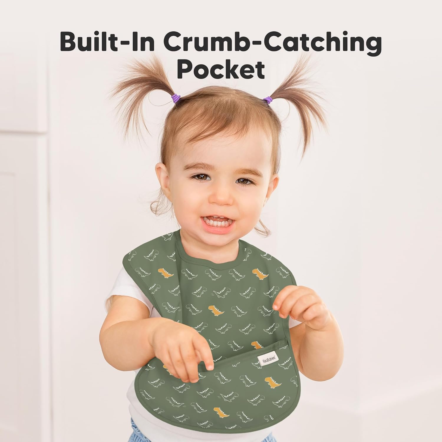 KeaBabies 3-Pack Waterproof Baby Bibs with Food Catcher 1