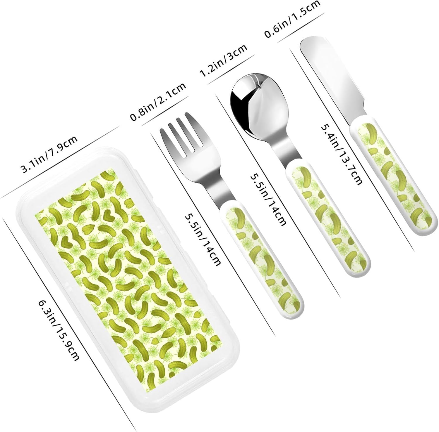Sushi Dill Pickles Print Flatware Set with Travel Case