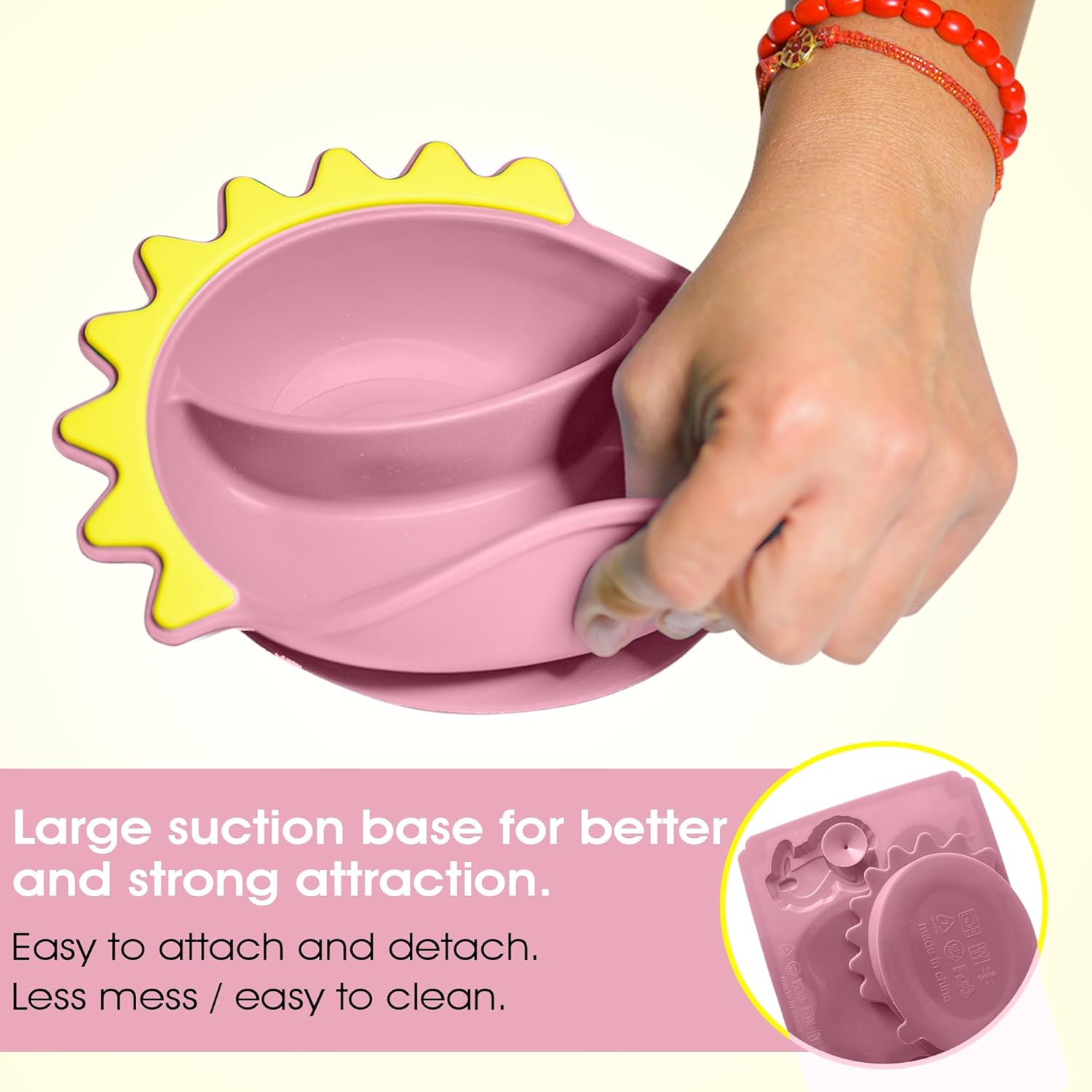 Dinosaur Silicone Baby Feeding Set - Princess Pink