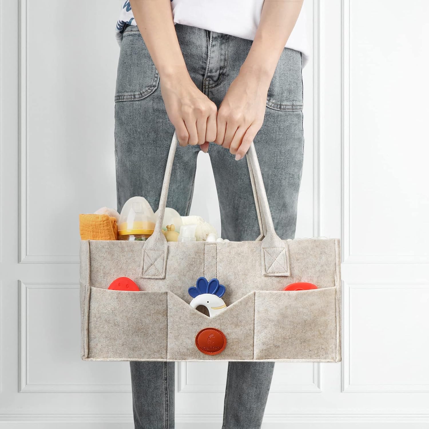 Maliton Felt Diaper Caddy Organizer with Handle