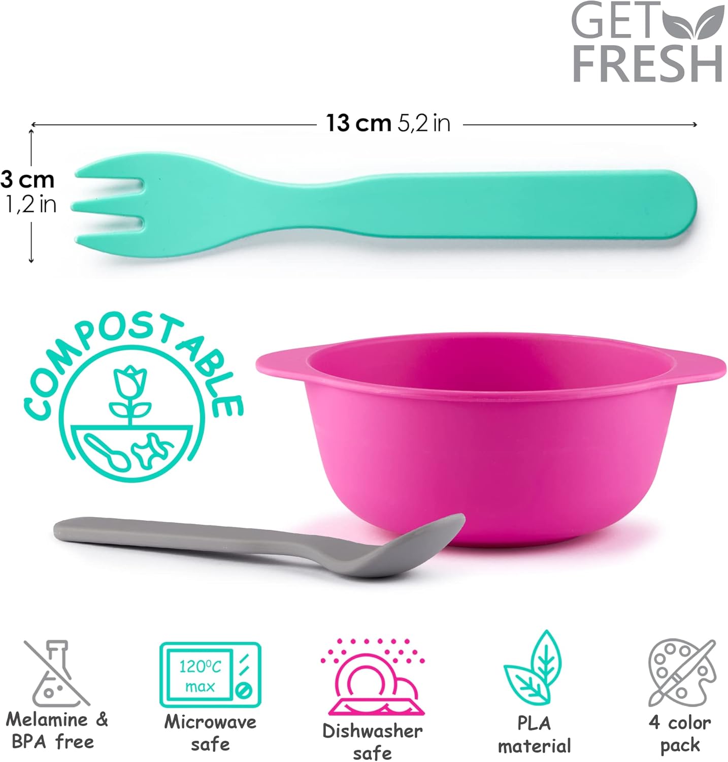 GET FRESH PLA Kids Cutlery Set 8-Pack