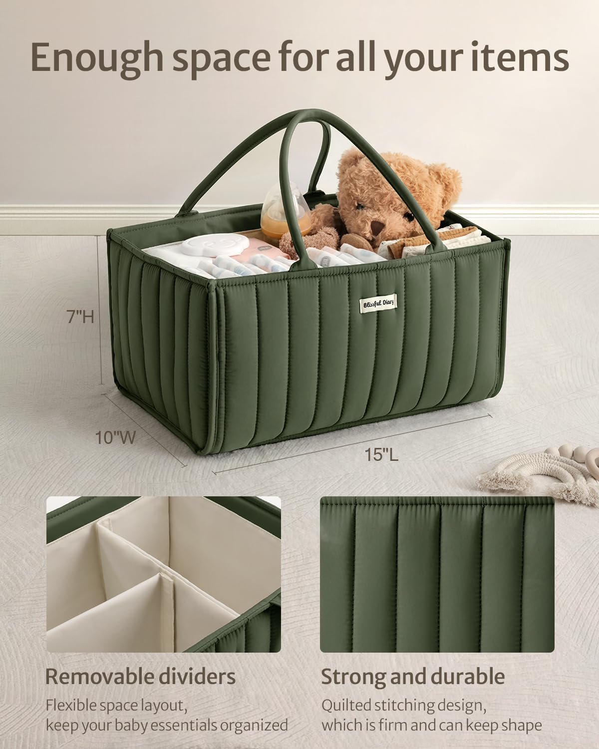 Blissful Diary Diaper Caddy Organizer Deep Green