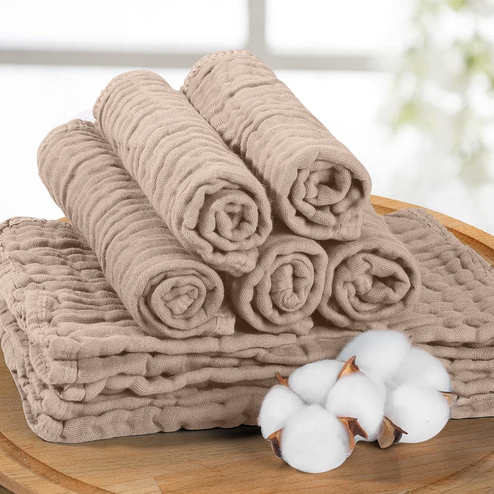 Yoofoss 10 Pack Organic Cotton Muslin Burp Cloths