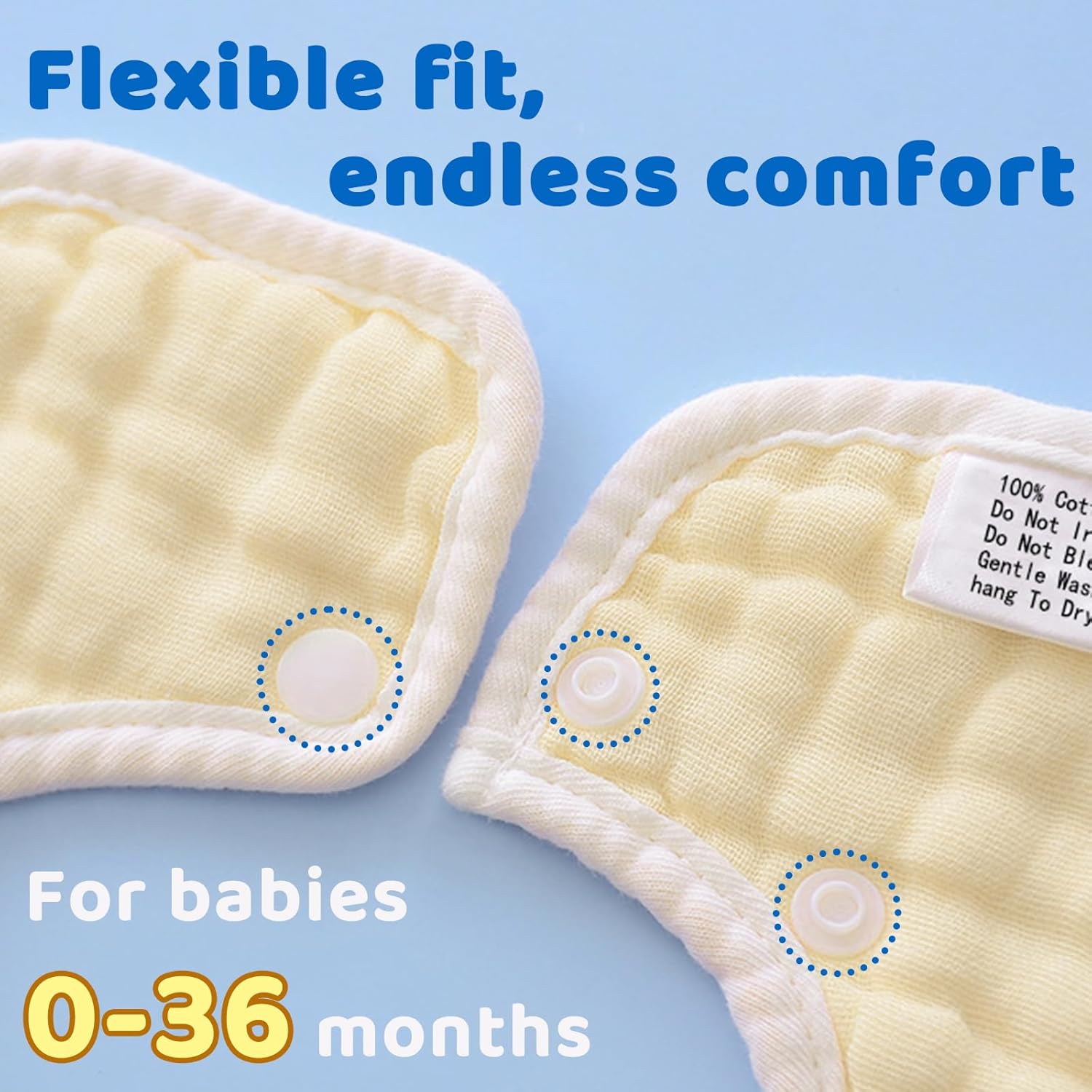 EllieHouse 10Pack Baby Bibs 8-Layer Muslin Cotton
