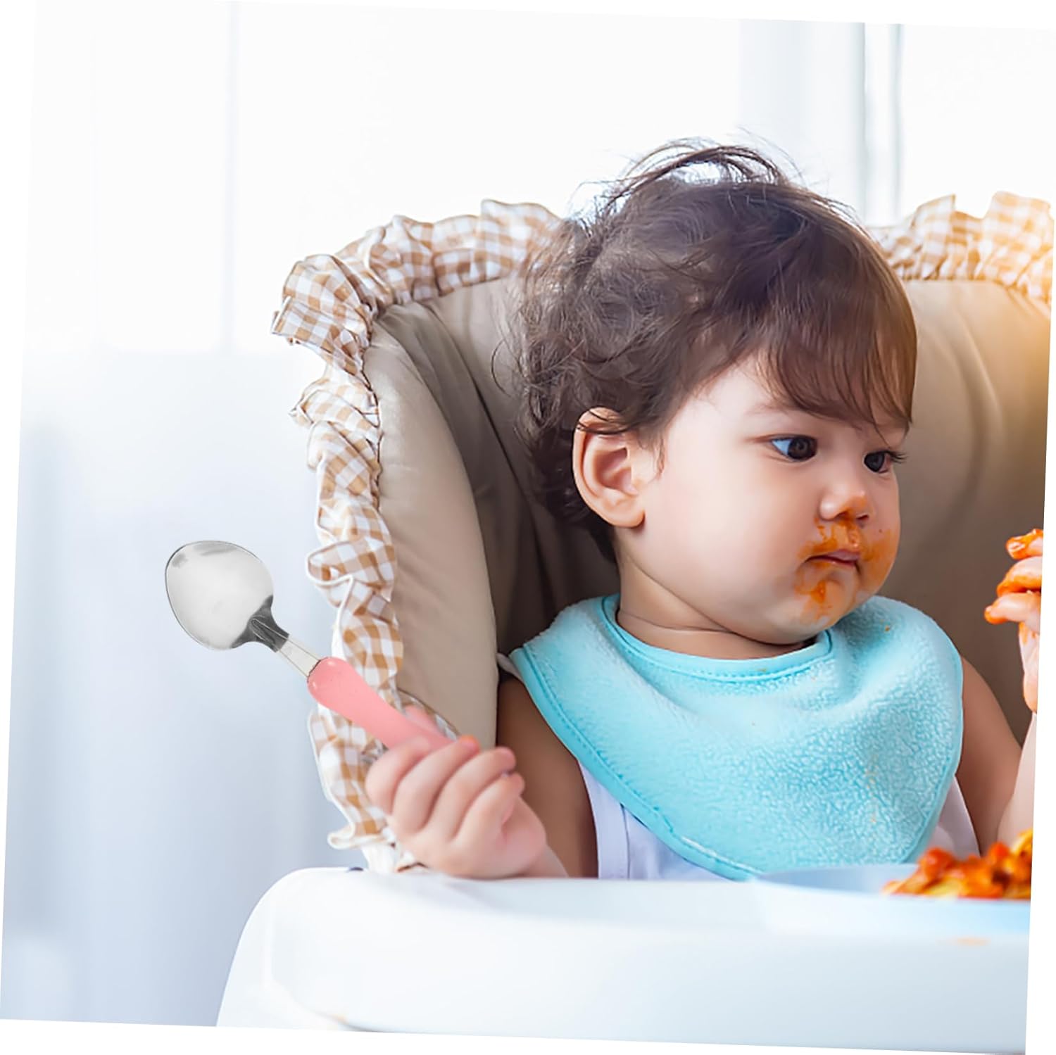 4pcs Cartoon Fork Spoon Set with Silicone Handles for Baby