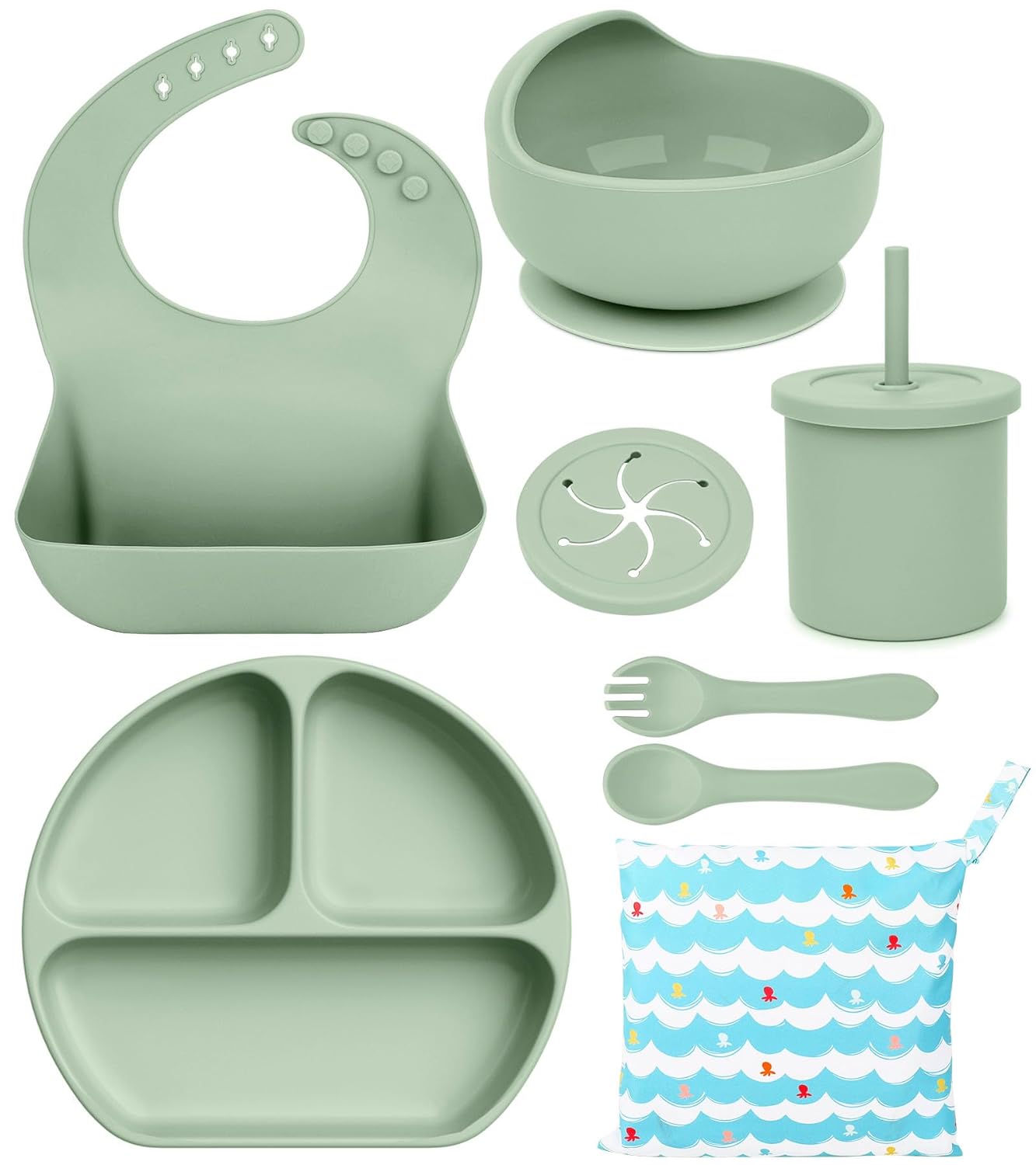 Guffo BPA Free Silicone Baby Feeding Set 8pc