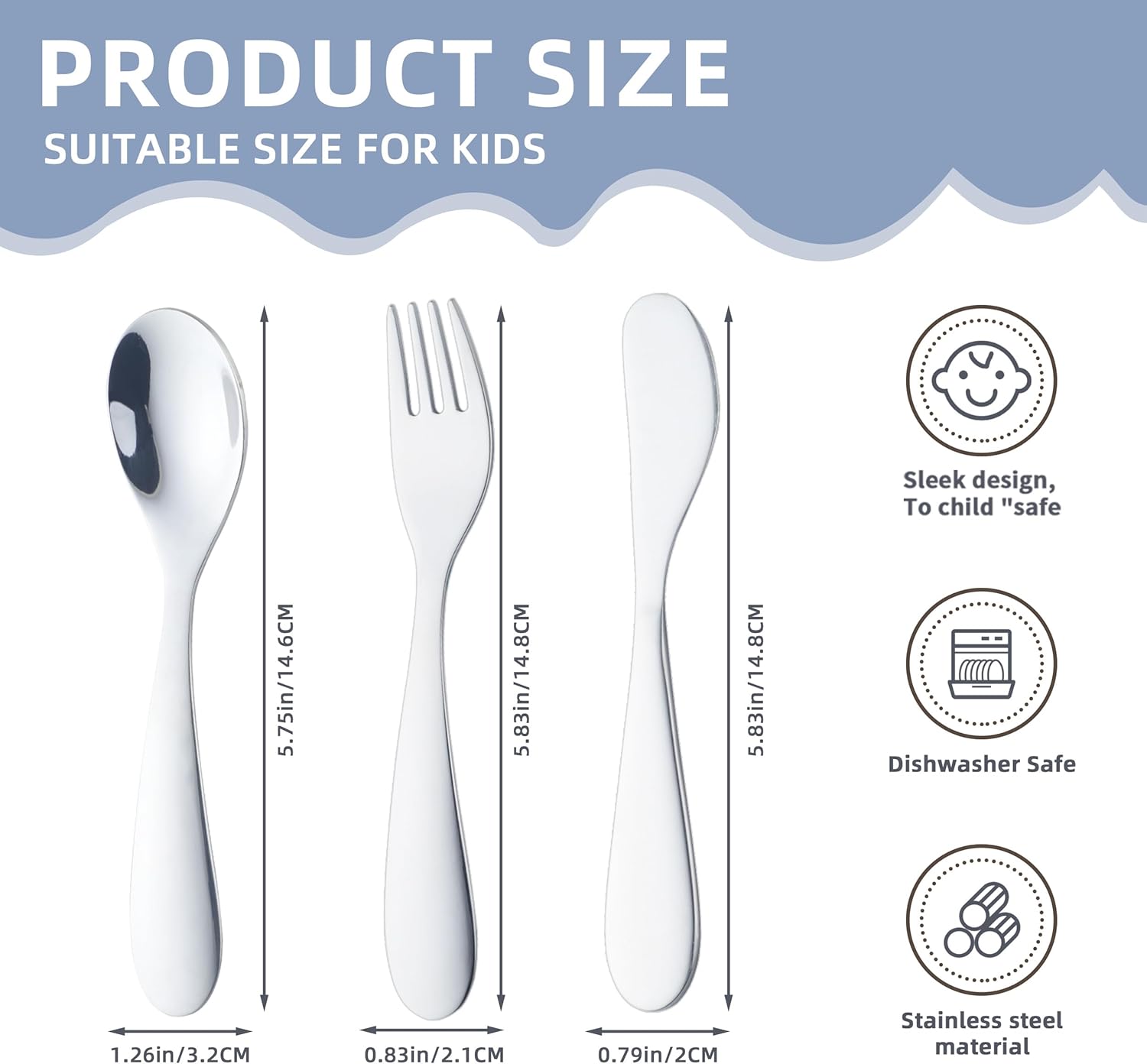 QRU 6-Piece Toddler Utensils Set Safe Dishwasher