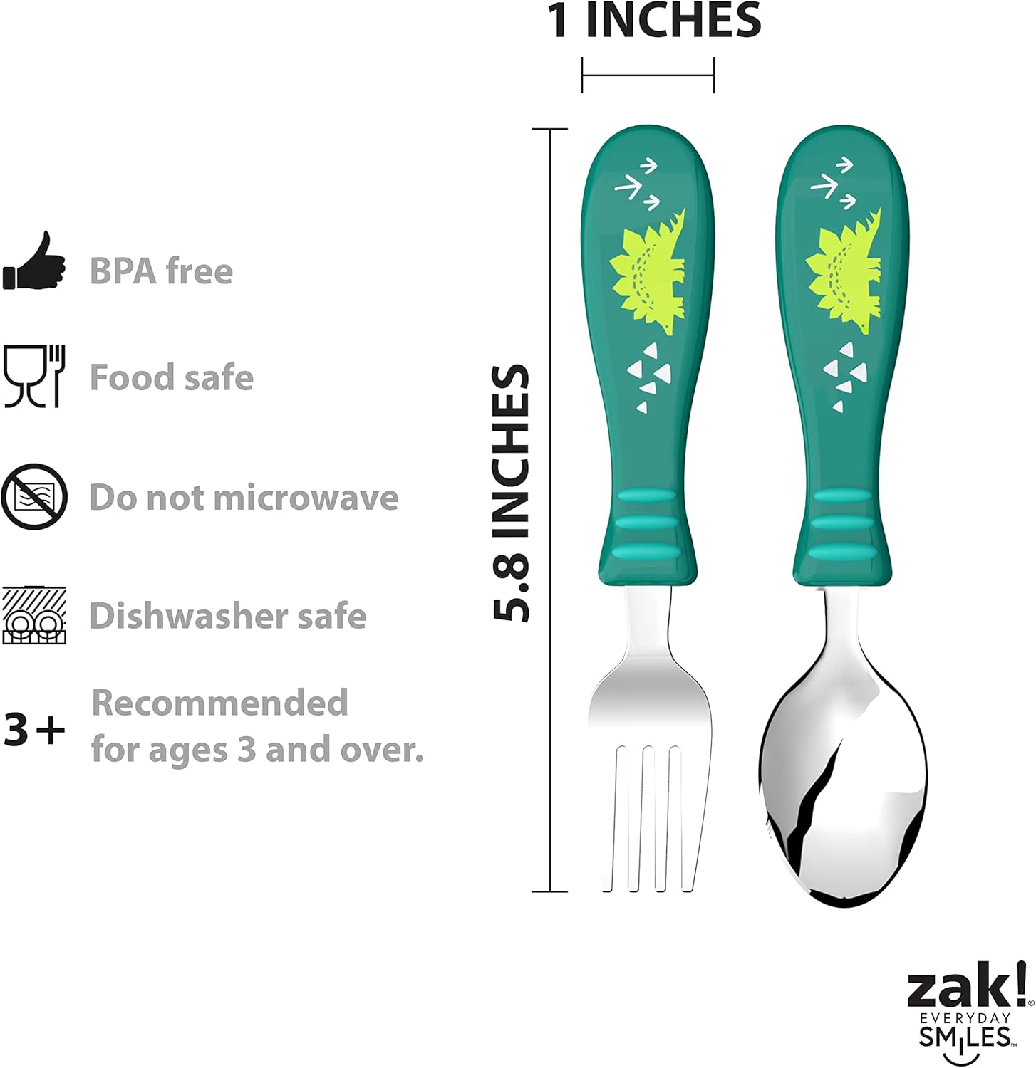 Zak Designs Dinosaur 5-Piece Dinnerware Set for Kids Ages 3
