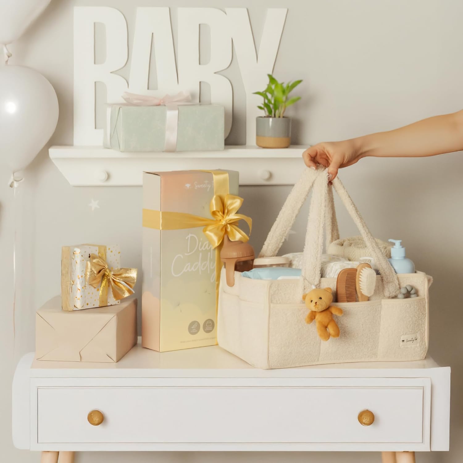 Sweety Fox Baby Diaper Caddy Organizer with Handle