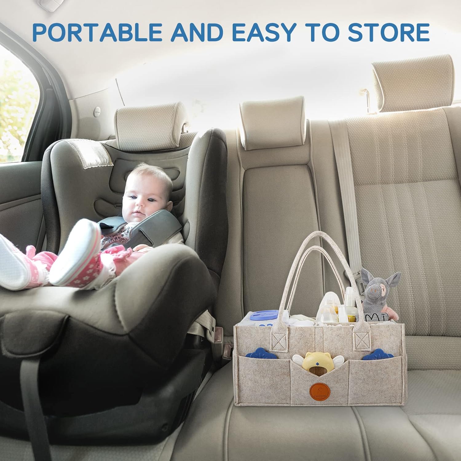 Maliton Felt Diaper Caddy Organizer with Handle