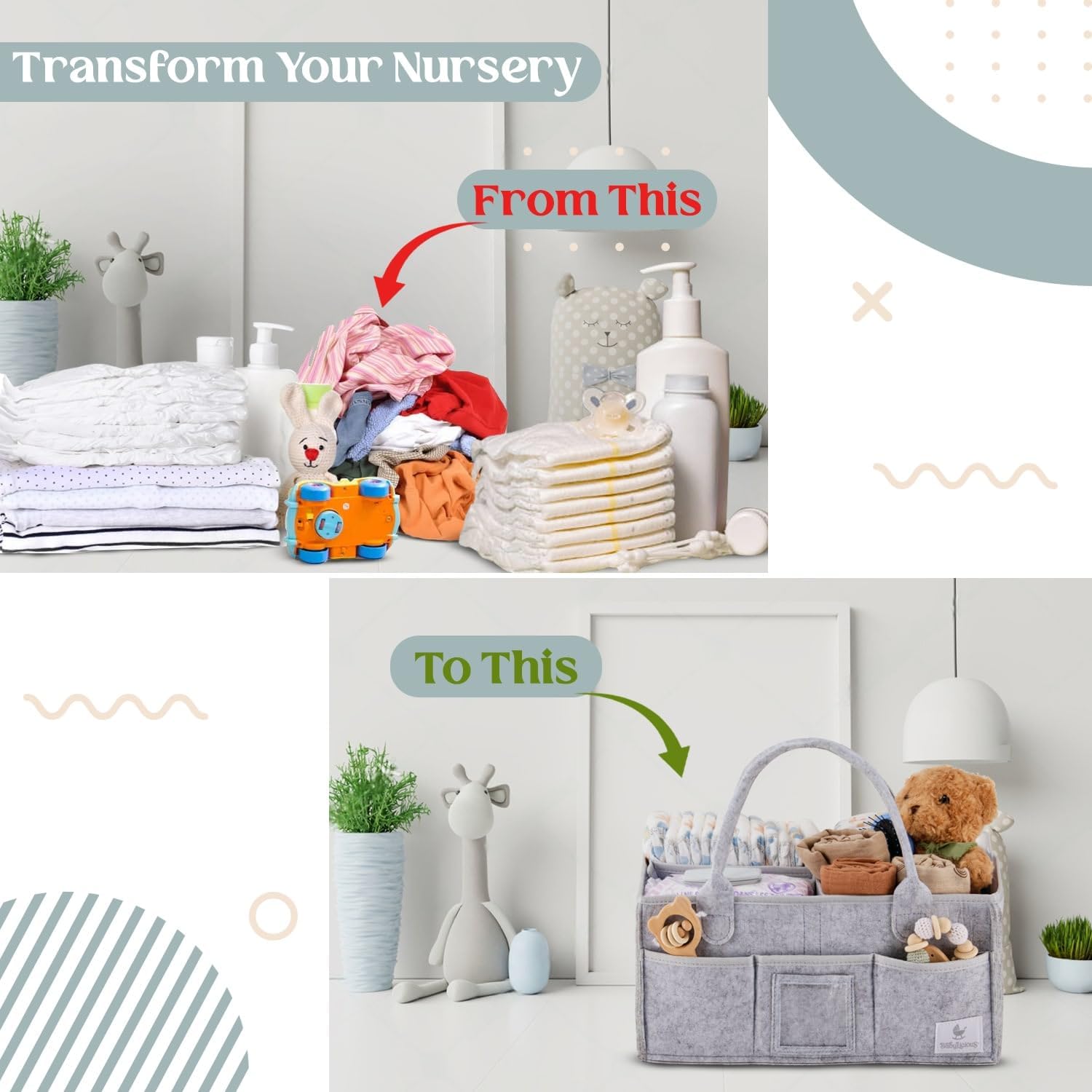 Babylicious Diaper Caddy Organizer - Heather Grey