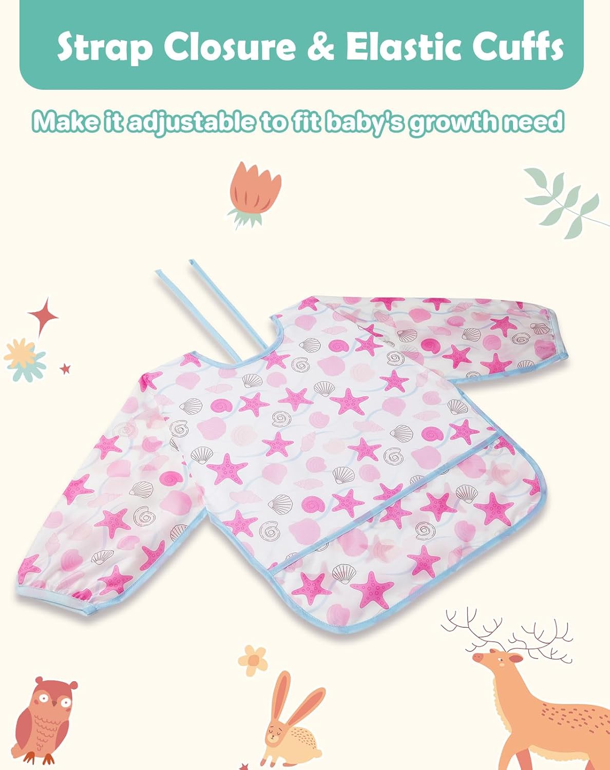 Lictin 5 Pack Long Sleeve Waterproof Baby Bibs 1