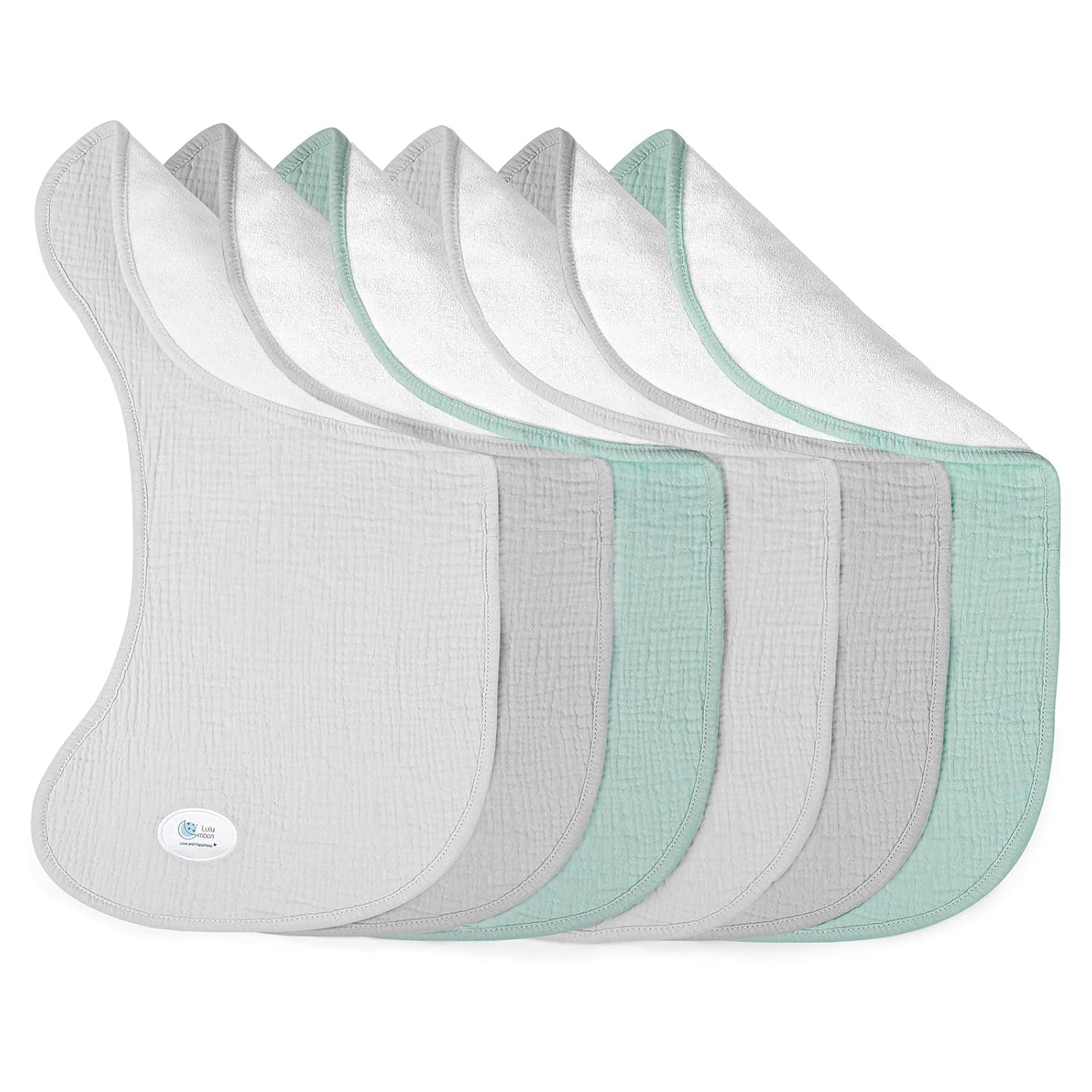 Lulu Moon Muslin Burp Cloths 6 Pack - Neutral Soft Absorbent