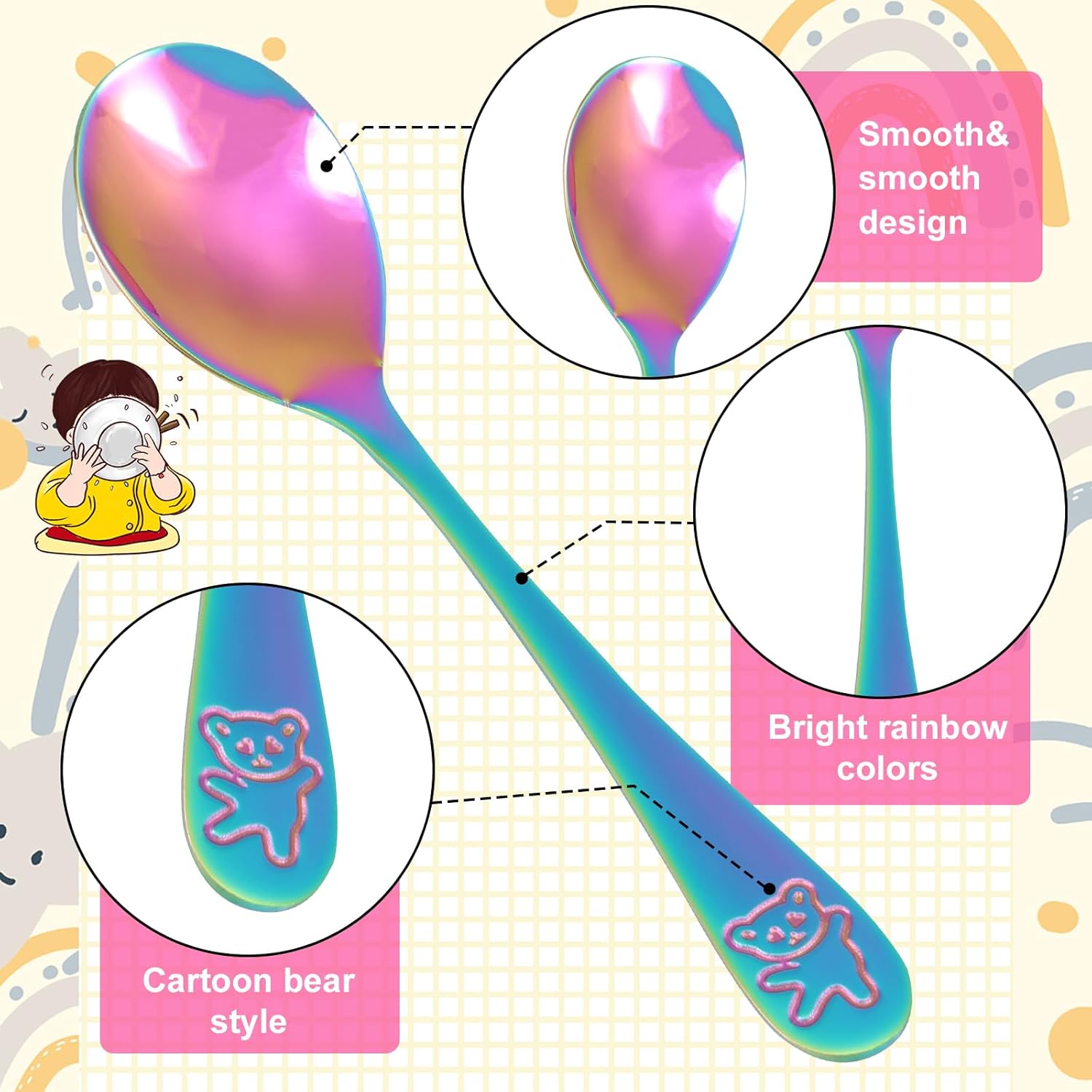 10 Pcs Toddler Stainless Steel Cutlery Set
