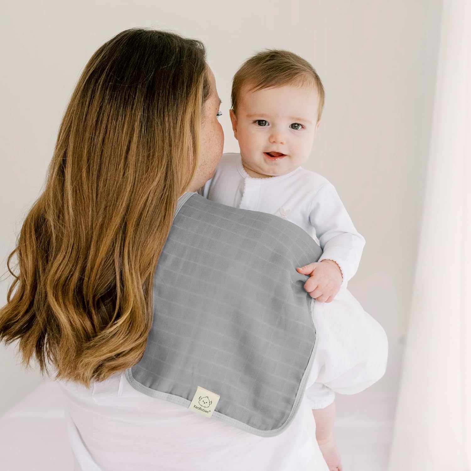 KeaBabies 5-Pack Lumi Muslin Burp Cloths - Soft Absorbent Neutral