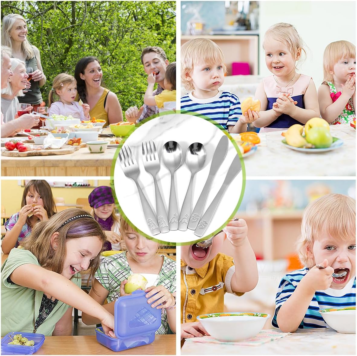 45Pcs Kids Silverware Set with Dinosaur Design