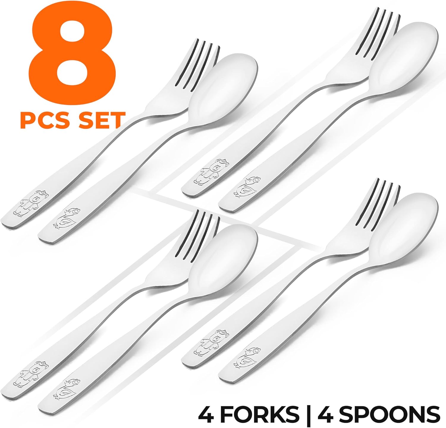 Zulay Kitchen Toddler Silverware Set 8 Pieces