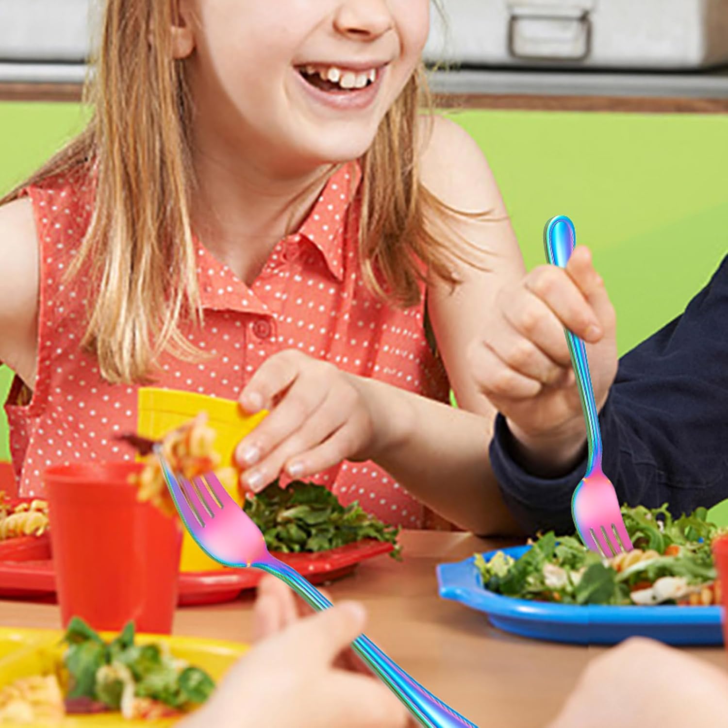 LIANYU 6-Piece Kids Silverware Set Rainbow Design