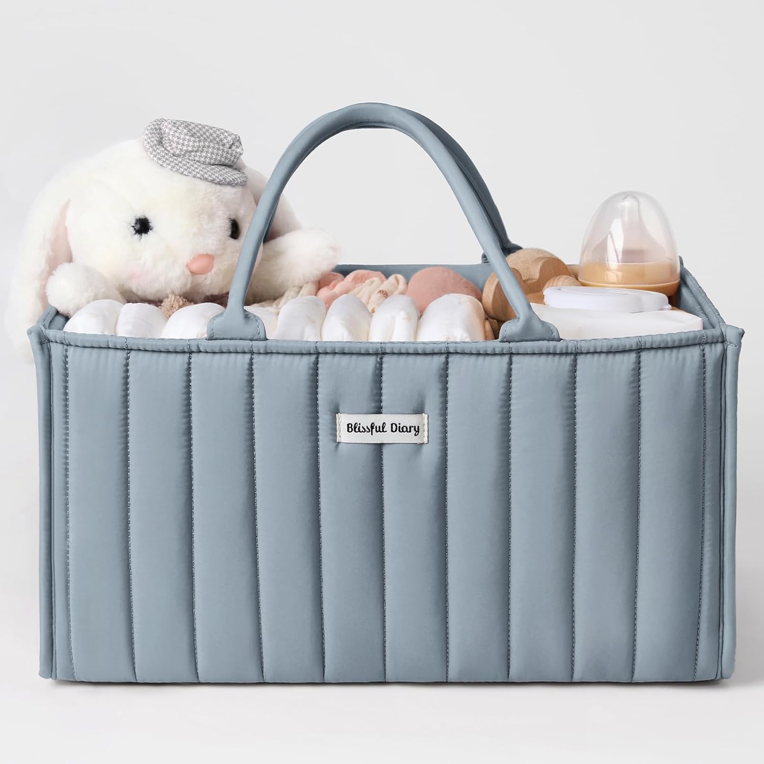 Blissful Diary Baby Diaper Caddy Organizer Dusty Blue