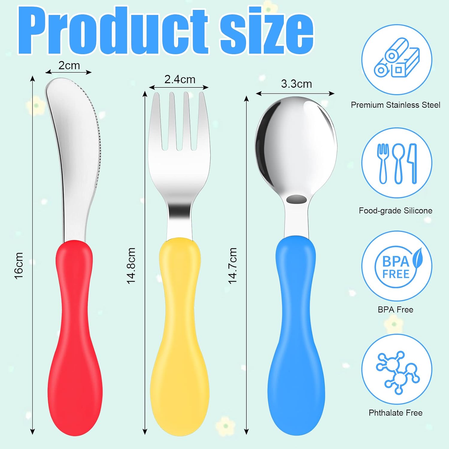RAIHOMKIT Toddler Silverware Set 6 Pcs Metal Forks and Spoons Knife