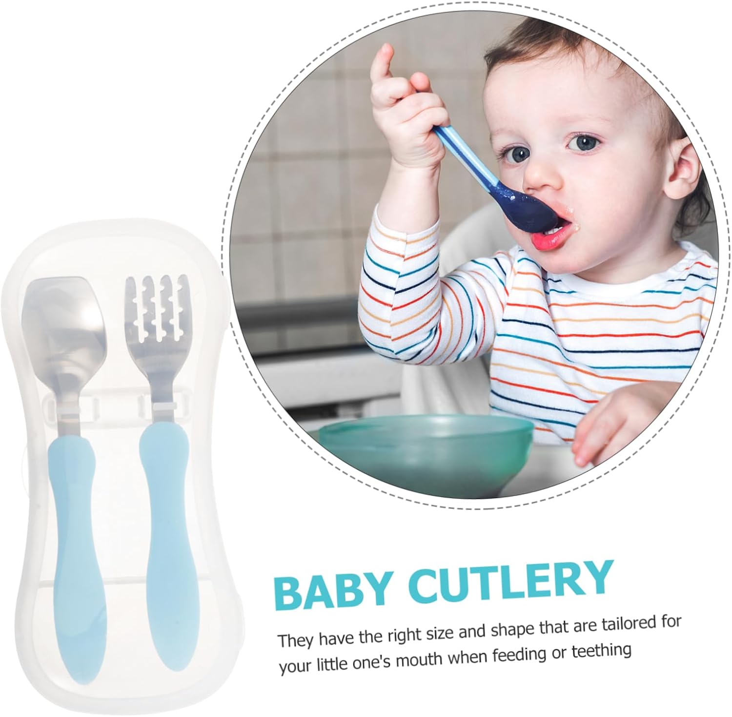 Beatifufu 3pcs Utensil Set for Baby Self Feeding