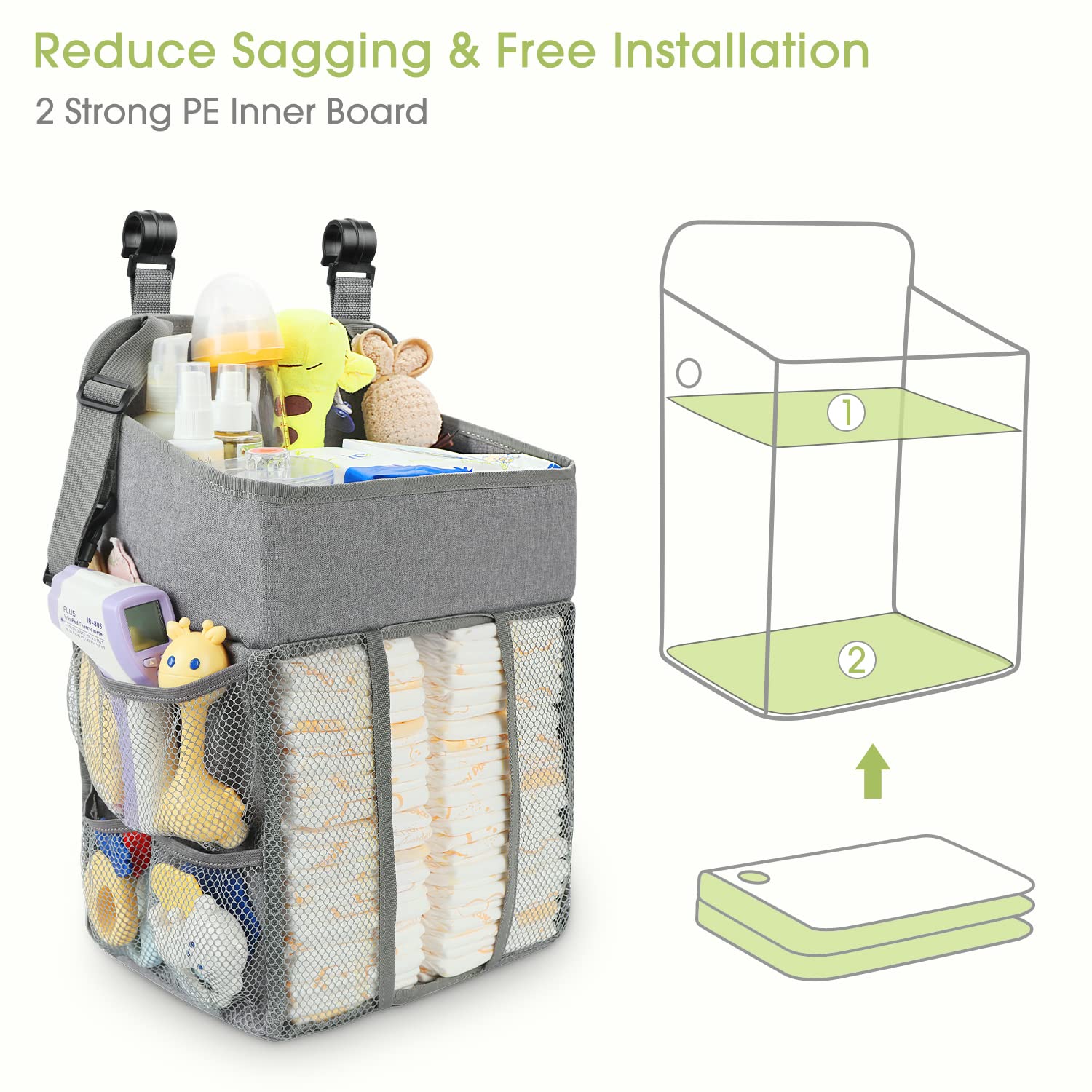Maliton Diaper Stacker Organizer - Holds 52 Diapers 185 x 105 x 8 Gray