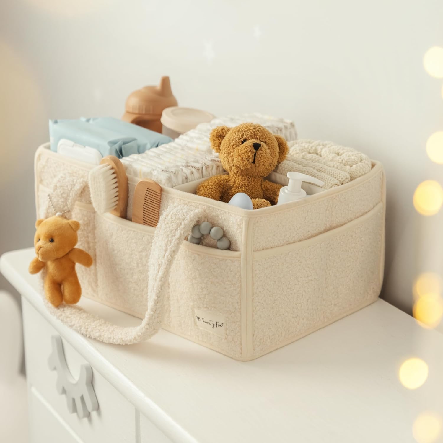 Sweety Fox Baby Diaper Caddy Organizer with Handle