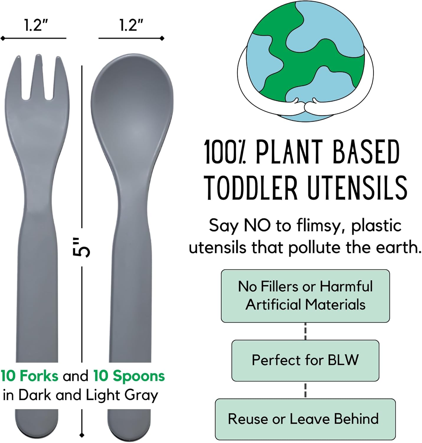 THEOS 20 Pack Eco-Friendly Baby Utensils Set