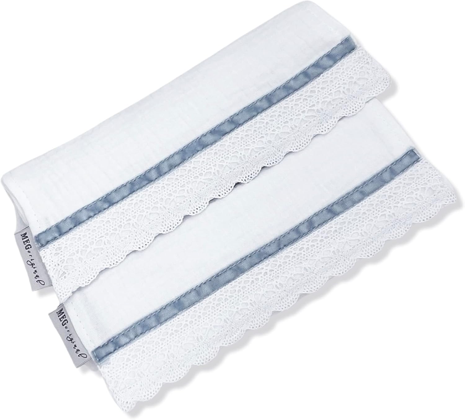 MEG Original Baby Burp Cloth Set - Blue Stripe on Cotton 1