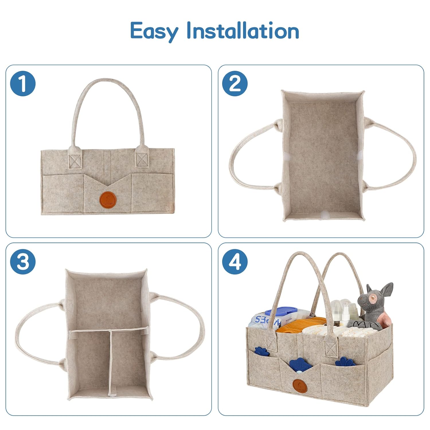 Maliton Felt Diaper Caddy Organizer with Handle