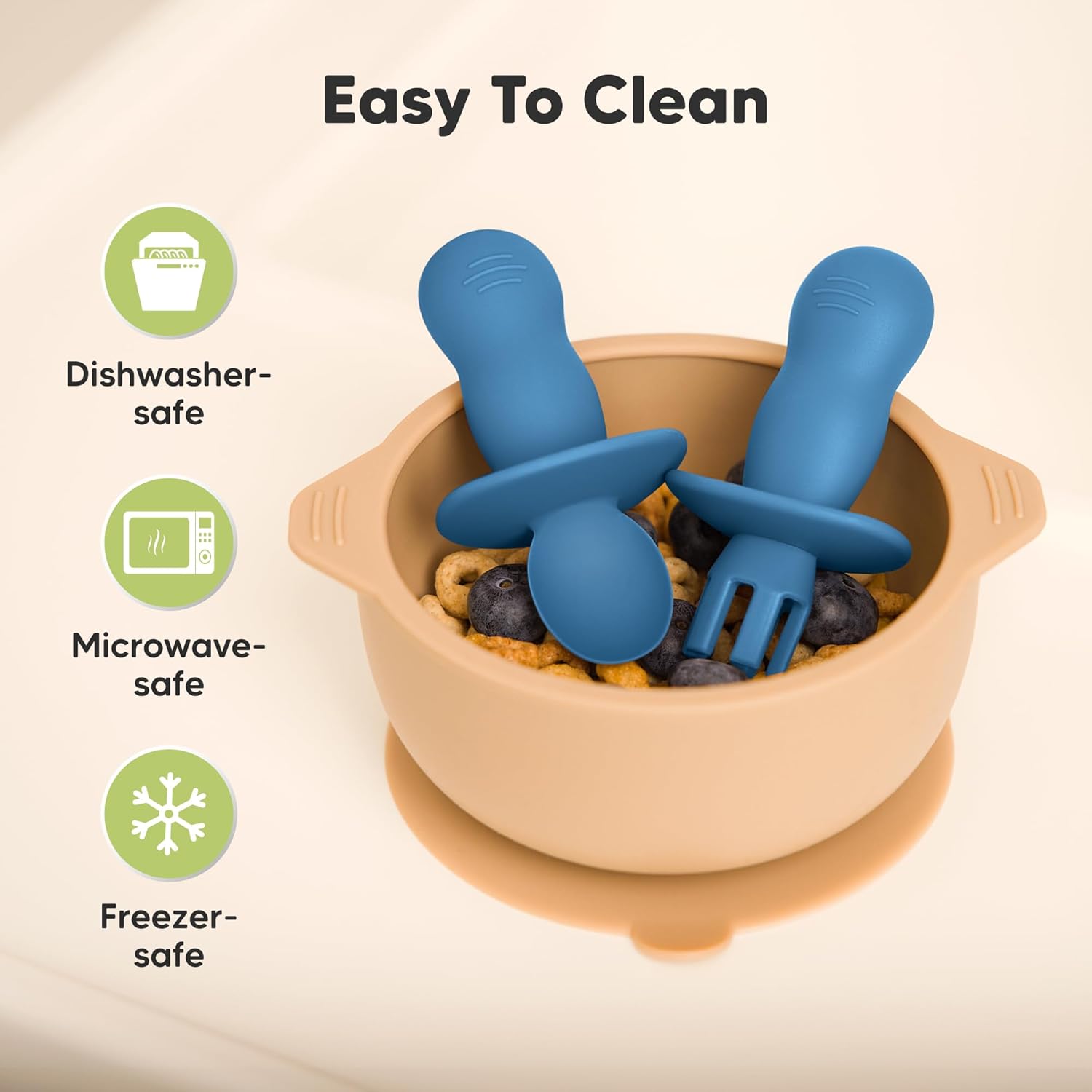 KeaBabies 4-Pack Silicone Utensils and 12-Pack Food Storage Containers