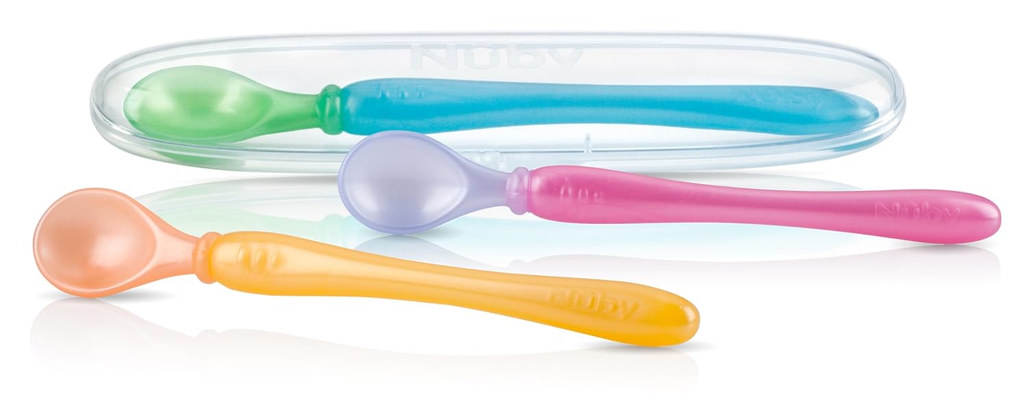 Nuby 3-Pack Easy Go Spoons with Travel Case 9 Months Plus 1