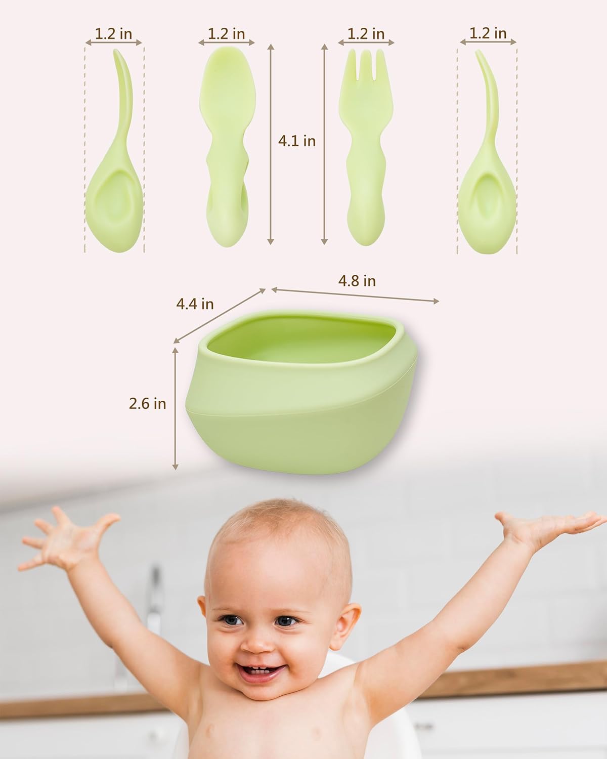 Tiny Genius Toddler Utensils Set with Bowl - Non-Slip BPA Free Ergonomic