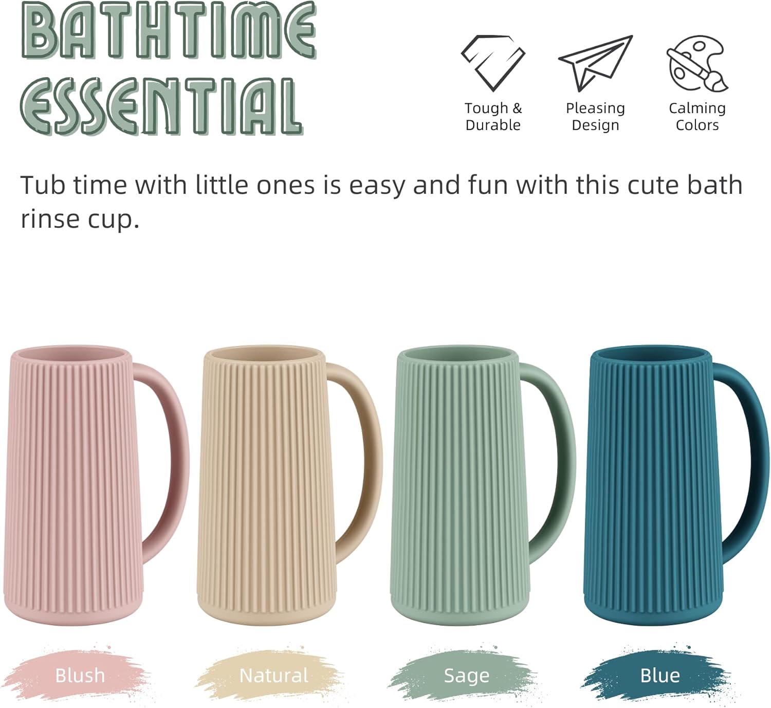 Nothomme Food Grade Silicone Rinse Cup for Kids with Blush Handle